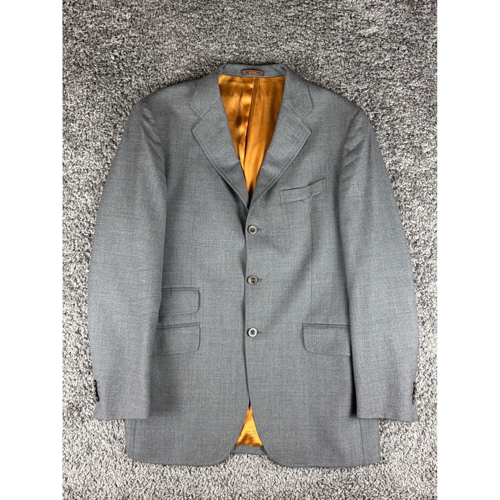 Etro Milano Mens Grey 100% Wool 3-Button Blazer Jacket Ticket Pocket Size 52L